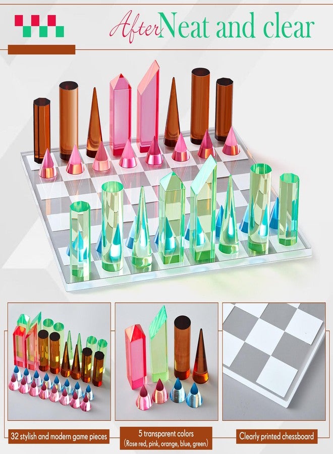 WinnerWhy Acrylic Chess Set, 11. 8 x 11. 8 Inch Large Modern Acrylic Checkers Set Table Game Board for Adults - Image 5